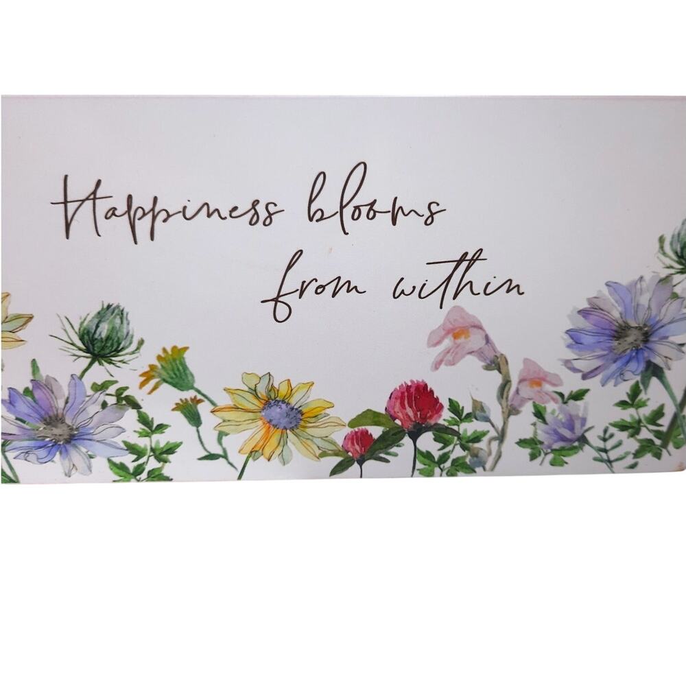 Gerson Intl Wildflower Wooden Sign Happiness Blooms From Within Farmhouse 5 x 18